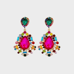 Teardrop Shape Rhinestone Alloy Dangle Earrings - 808Lush