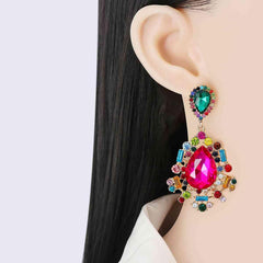 Teardrop Shape Rhinestone Alloy Dangle Earrings - 808Lush