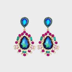 Teardrop Shape Rhinestone Alloy Dangle Earrings - 808Lush