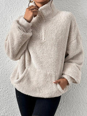 Teddy plus velvet women's casual stand collar sweatshirt - 808Lush