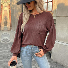 Top Long Sleeve Grey Open Back Cutout Knit Sweater - 808Lush