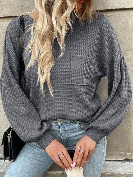 Top Long Sleeve Grey Open Back Cutout Knit Sweater - 808Lush