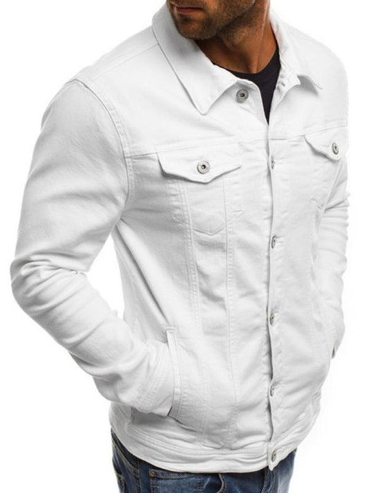 Trendy Fashion Casual Slim Denim Jacket Multi Pocket Button Stand Collar Workwear Jacket - 808Lush