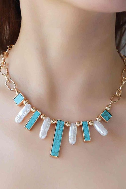 Turquoise Alloy Necklace - 808Lush