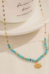 Turquoise Beaded 18K Gold-Plated Sun Shape Pendant Necklace - 808Lush