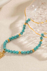 Turquoise Beaded 18K Gold-Plated Sun Shape Pendant Necklace - 808Lush