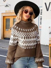 Turtleneck Sweater Women Pullover Loose Retro Outerwear Knitted Women's Sweater - 808Lush