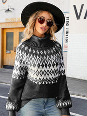 Turtleneck Sweater Women Pullover Loose Retro Outerwear Knitted Women's Sweater - 808Lush