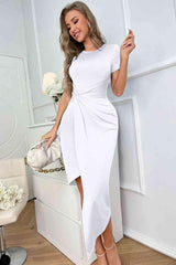 Twisted Asymmetrical Short Sleeve Dress - 808Lush