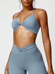 Twisted Halter Neck Active Bra - 808Lush