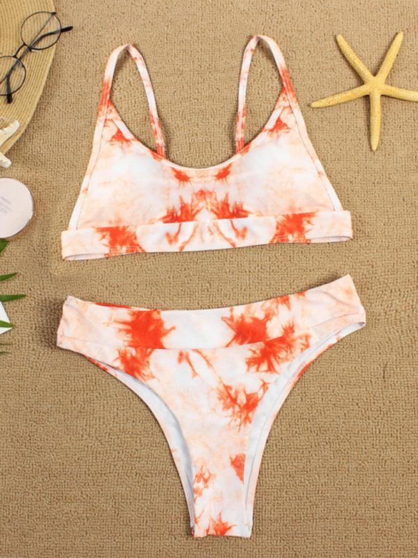 Two-piece swimsuit sexy tie-dye gradient push-up bikini - 808Lush