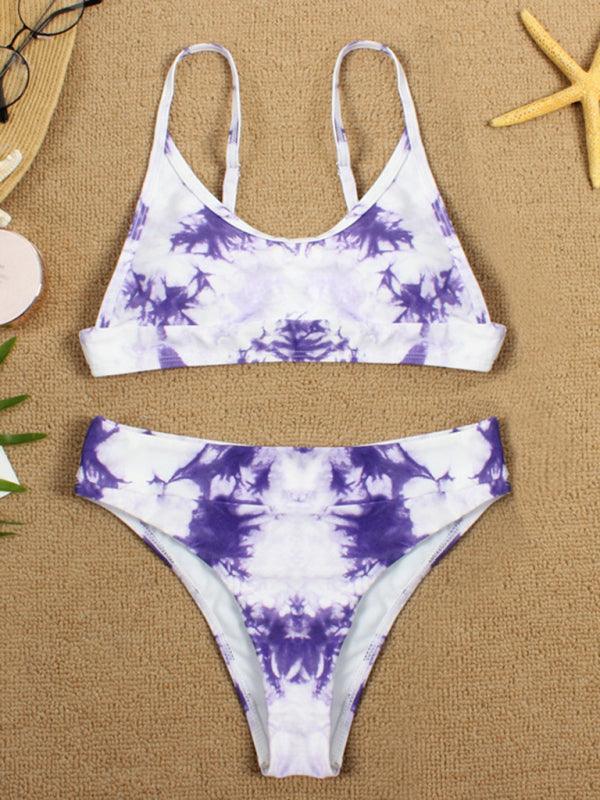 Two-piece swimsuit sexy tie-dye gradient push-up bikini - 808Lush