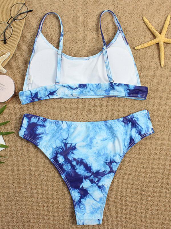 Two-piece swimsuit sexy tie-dye gradient push-up bikini - 808Lush