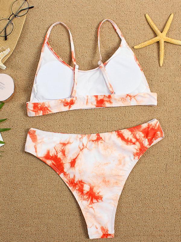 Two-piece swimsuit sexy tie-dye gradient push-up bikini - 808Lush