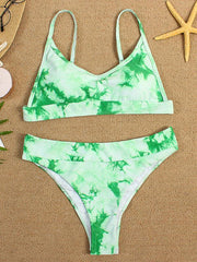 Two-piece swimsuit sexy tie-dye gradient push-up bikini - 808Lush