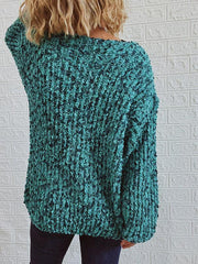 V-Neck Drop-Shoulder Sleeve Knit Sweater Sweater - 808Lush