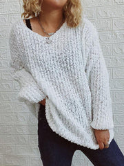 V-Neck Drop-Shoulder Sleeve Knit Sweater Sweater - 808Lush