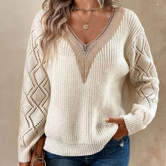 V-neck loose casual pullover women's sweater - 808Lush