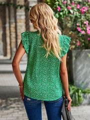 V-neck ruffled floral temperament top - 808Lush