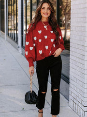 Valentine's Day Heart Pullover Women's Knitwear Large Size Loose Sweater - 808Lush