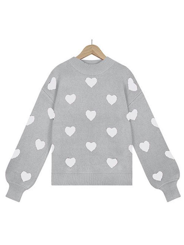 Valentine's Day Heart Pullover Women's Knitwear Large Size Loose Sweater - 808Lush