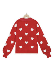 Valentine's Day Heart Pullover Women's Knitwear Large Size Loose Sweater - 808Lush