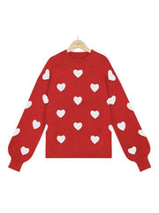 Valentine's Day Heart Pullover Women's Knitwear Large Size Loose Sweater - 808Lush