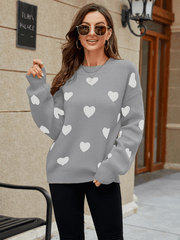 Valentine's Day Heart Pullover Women's Knitwear Large Size Loose Sweater - 808Lush