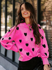 Valentine's Day Heart Pullover Women's Knitwear Large Size Loose Sweater - 808Lush