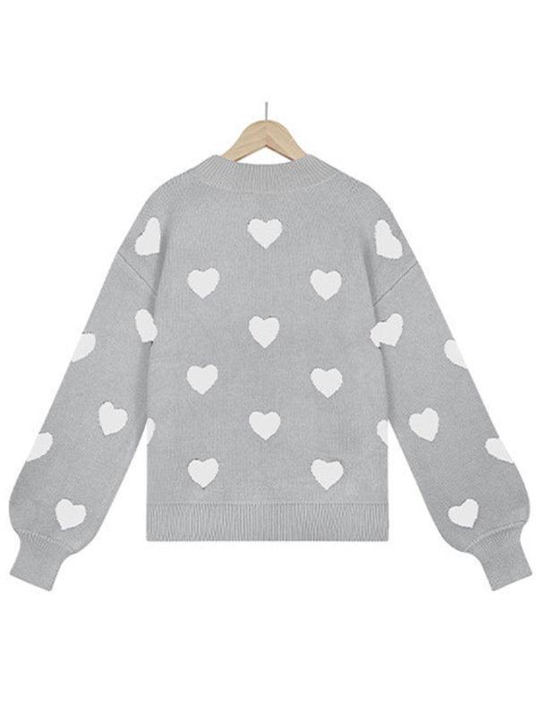 Valentine's Day Heart Pullover Women's Knitwear Large Size Loose Sweater - 808Lush