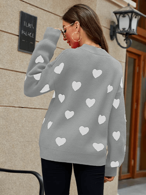 Valentine's Day Heart Pullover Women's Knitwear Large Size Loose Sweater - 808Lush