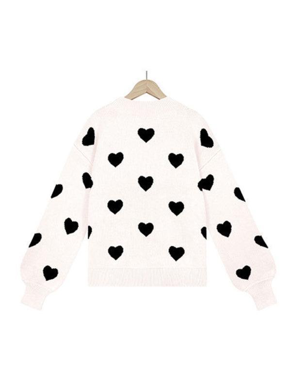 Valentine's Day Heart Pullover Women's Knitwear Large Size Loose Sweater - 808Lush