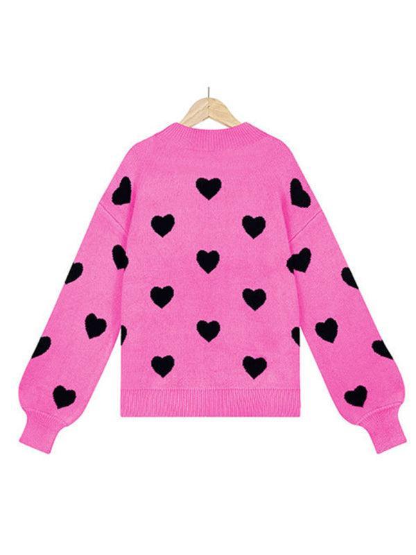 Valentine's Day Heart Pullover Women's Knitwear Large Size Loose Sweater - 808Lush