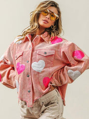 Valentine's Day Love Sequin Jacket Raw Edge Corduroy Women's Jacket - 808Lush