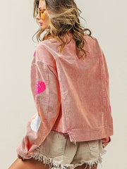 Valentine's Day Love Sequin Jacket Raw Edge Corduroy Women's Jacket - 808Lush