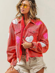 Valentine's Day Love Sequin Jacket Raw Edge Corduroy Women's Jacket - 808Lush