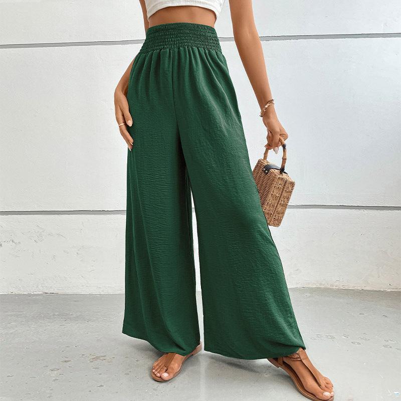 casual solid color flared wide-leg pants - 808Lush