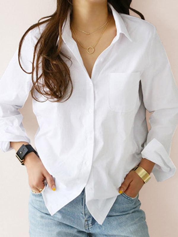 White Shirt OL Professional Slim Lapel Lapel Shirt - 808Lush