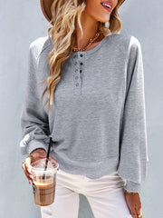 Women Fashion Casual Loose Casual Solid Color Hoodie Long Sleeve Tops - 808Lush