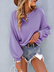 Women Fashion Casual Loose Casual Solid Color Hoodie Long Sleeve Tops - 808Lush