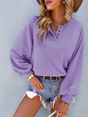 Women Fashion Casual Loose Casual Solid Color Hoodie Long Sleeve Tops - 808Lush