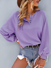 Women Fashion Casual Loose Casual Solid Color Hoodie Long Sleeve Tops - 808Lush