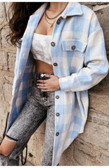 Women'S Long Plaid Shirt, Large Coat - 808Lush