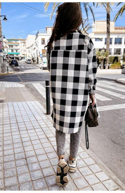 Women'S Long Plaid Shirt, Large Coat - 808Lush