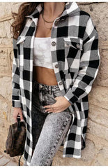 Women'S Long Plaid Shirt, Large Coat - 808Lush