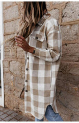 Women'S Long Plaid Shirt, Large Coat - 808Lush