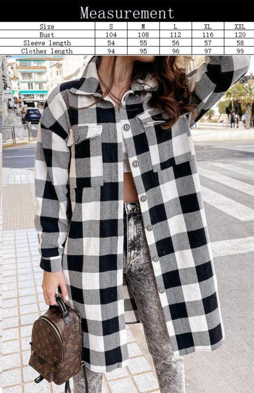 Women'S Long Plaid Shirt, Large Coat - 808Lush