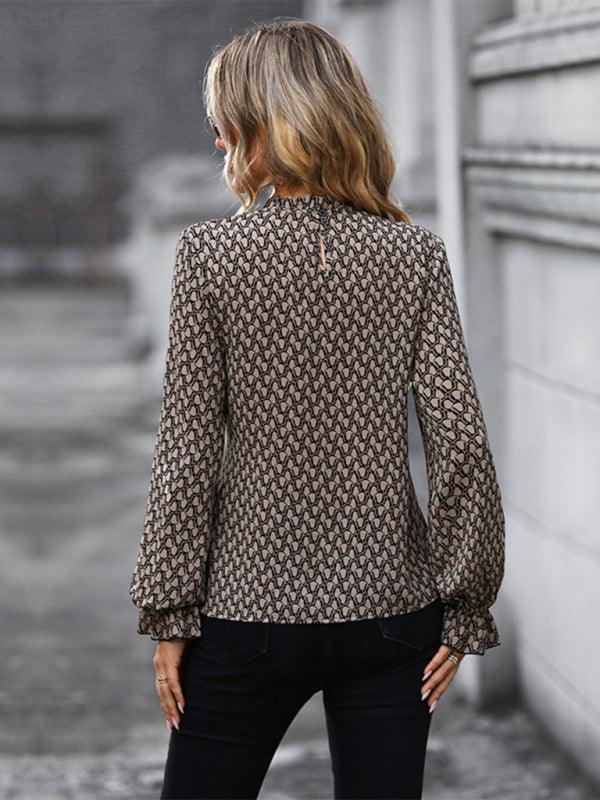 Women's Autumn and Winter Long Sleeve Long Sleeve Slim Leopard Print Shirt - 808Lush