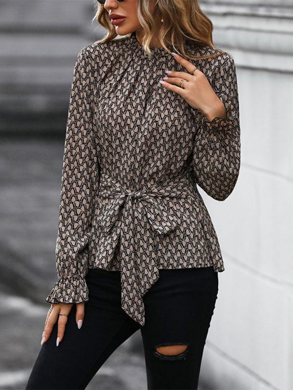 Women's Autumn and Winter Long Sleeve Long Sleeve Slim Leopard Print Shirt - 808Lush