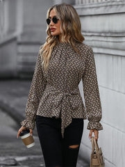 Women's Autumn and Winter Long Sleeve Long Sleeve Slim Leopard Print Shirt - 808Lush